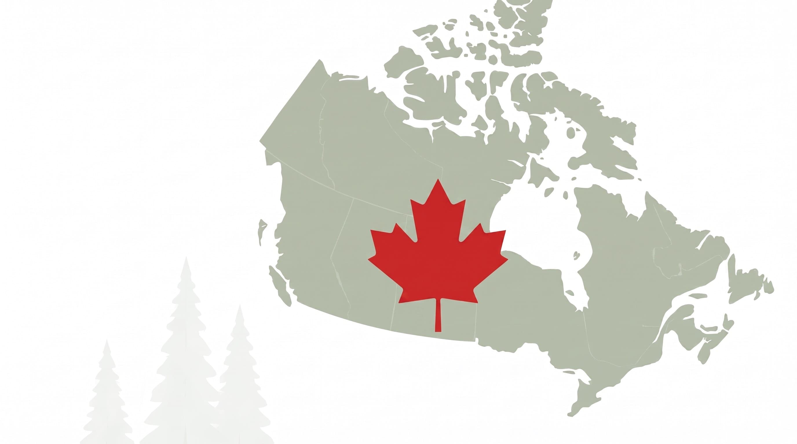 Map of Canada with a red maple leaf